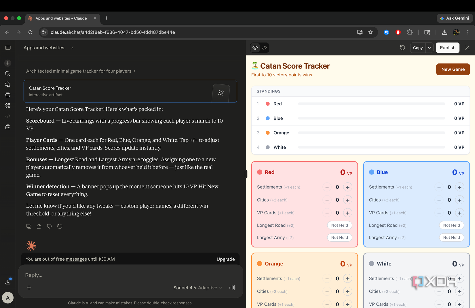 Game Score Tracker as a Claude artifact. 