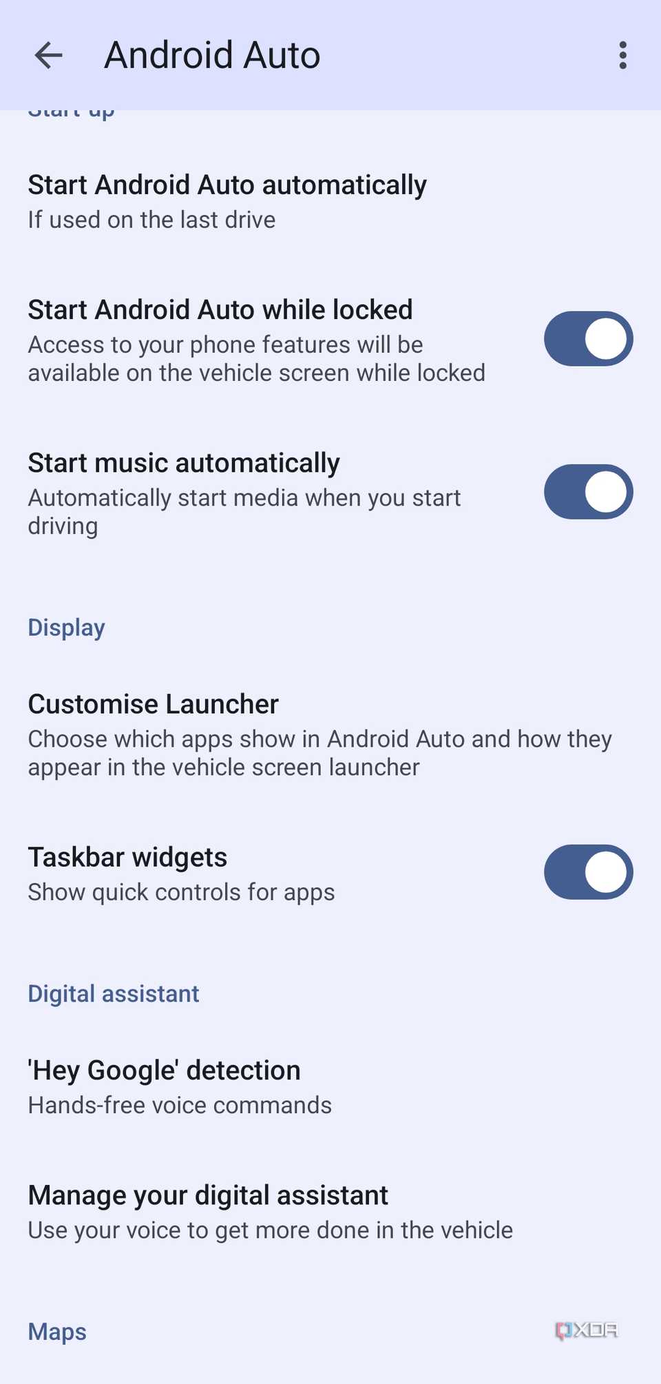 Android Auto settings