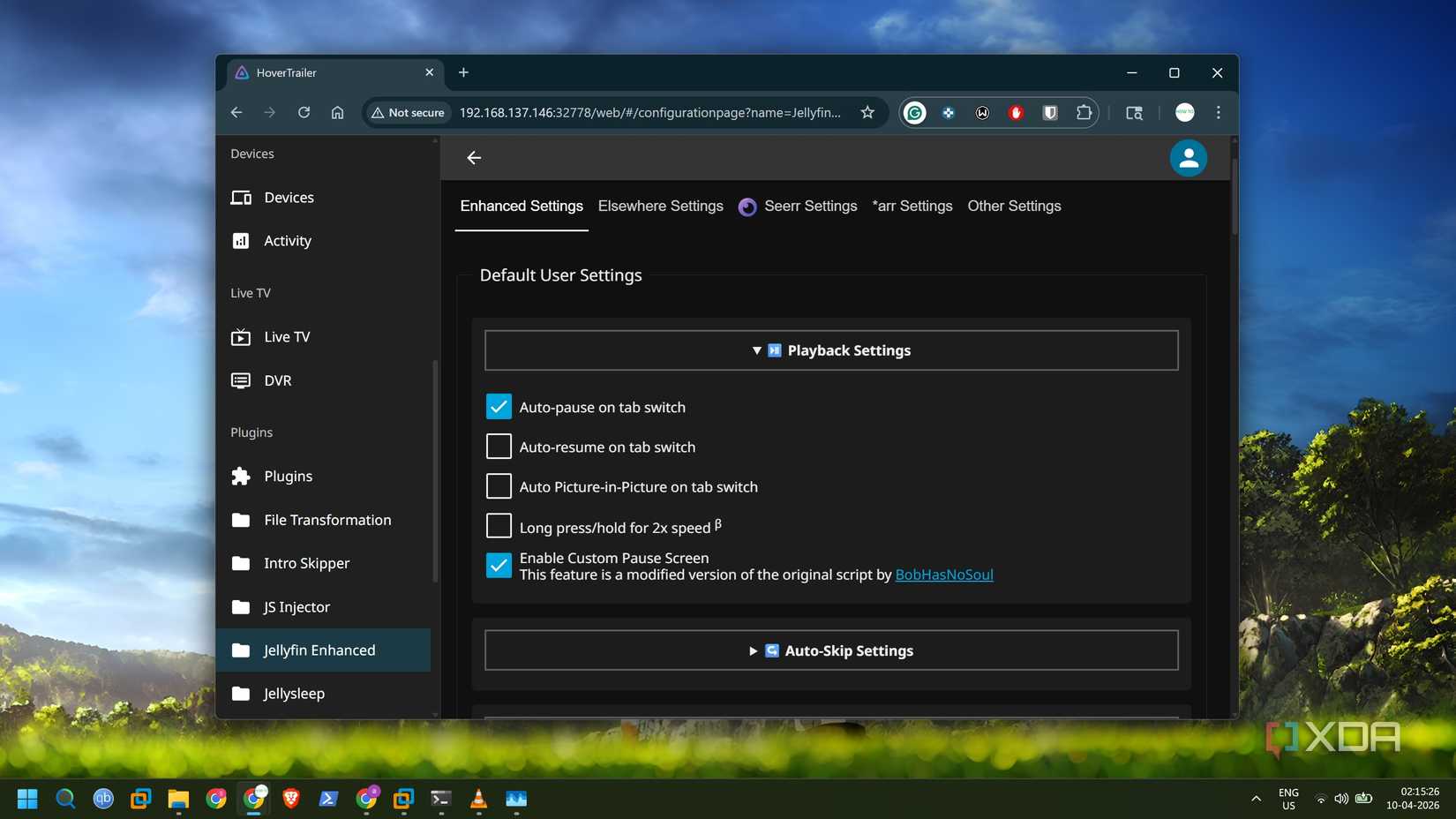 screenshot of jellyfin enhanced plugin
