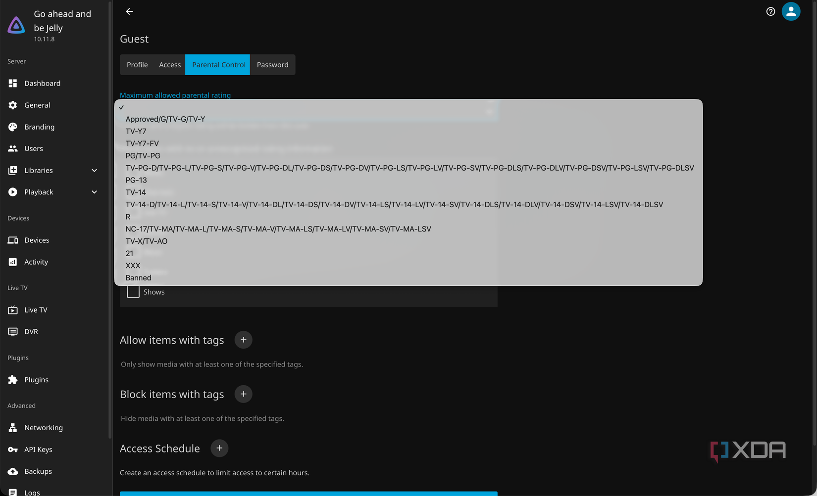 Access to Jellyfin Guest Parental Controls