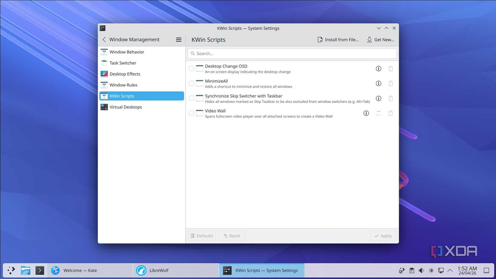 screenshot of kde kwin scripting