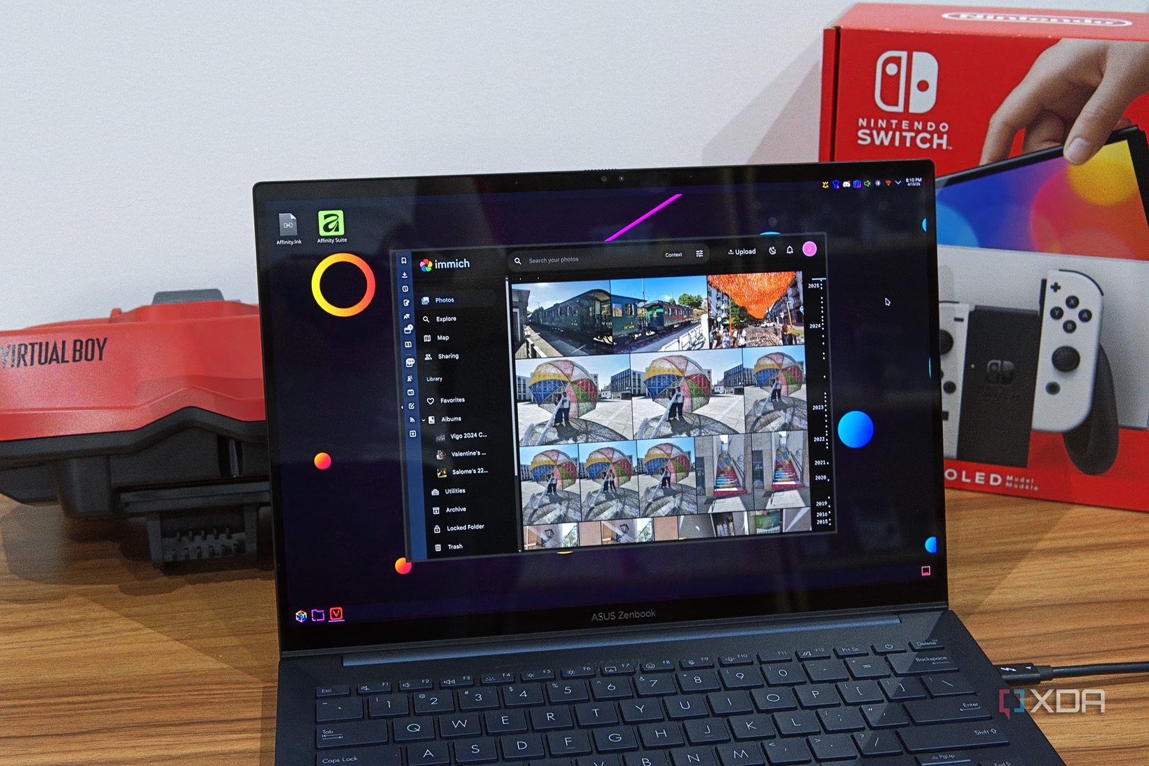 A laptop displaying a timeline in Immich.