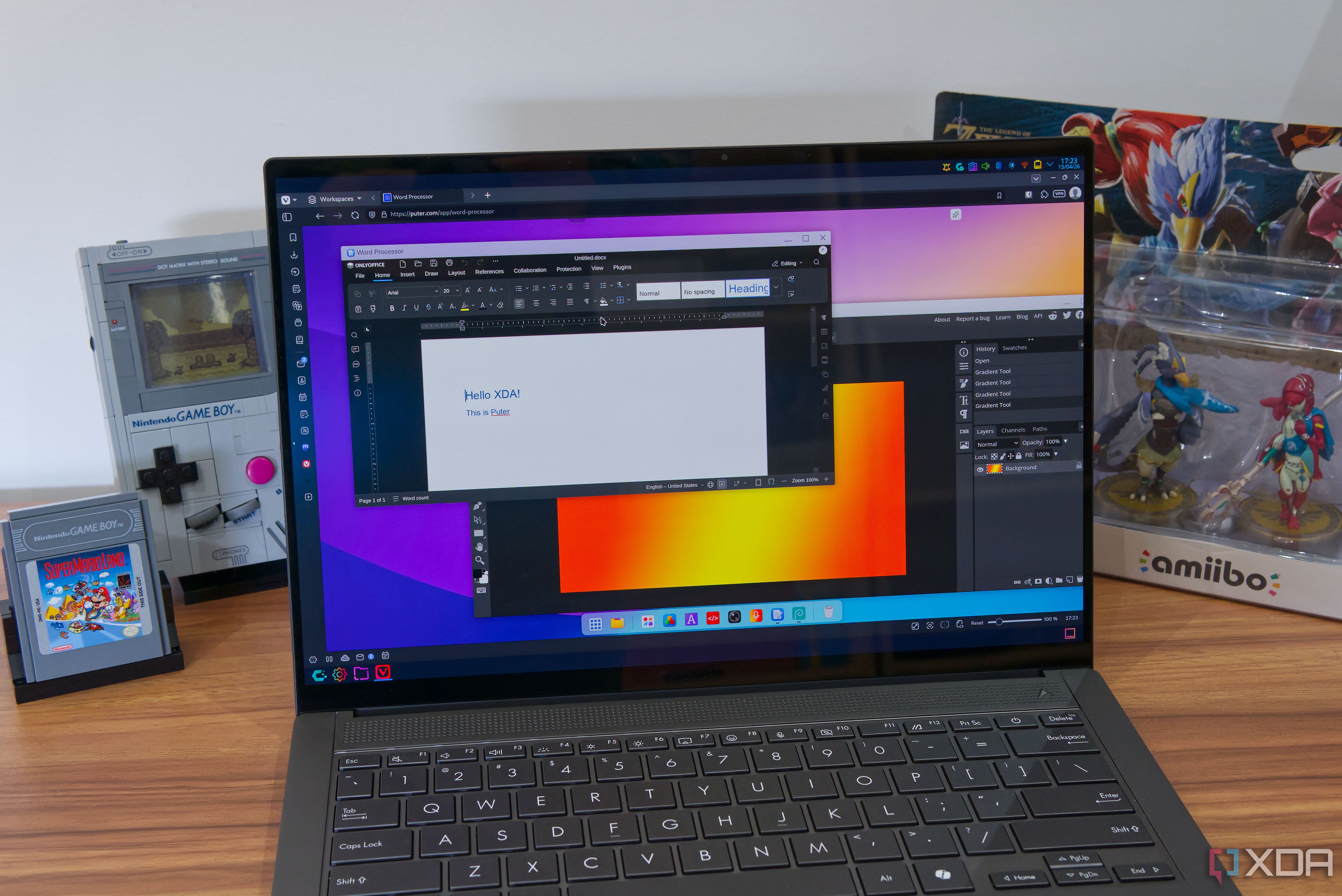 A laptop running Puter in a web browser