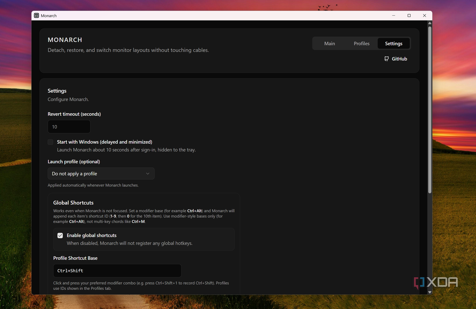 Monarch software settings on Windows
