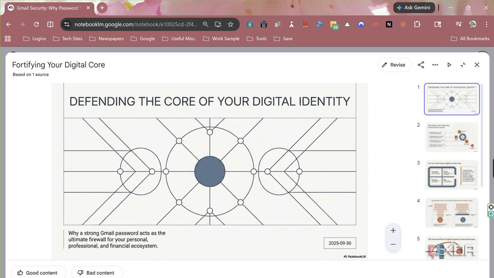 NotebookLM slide deck feature on fortifying your digital core