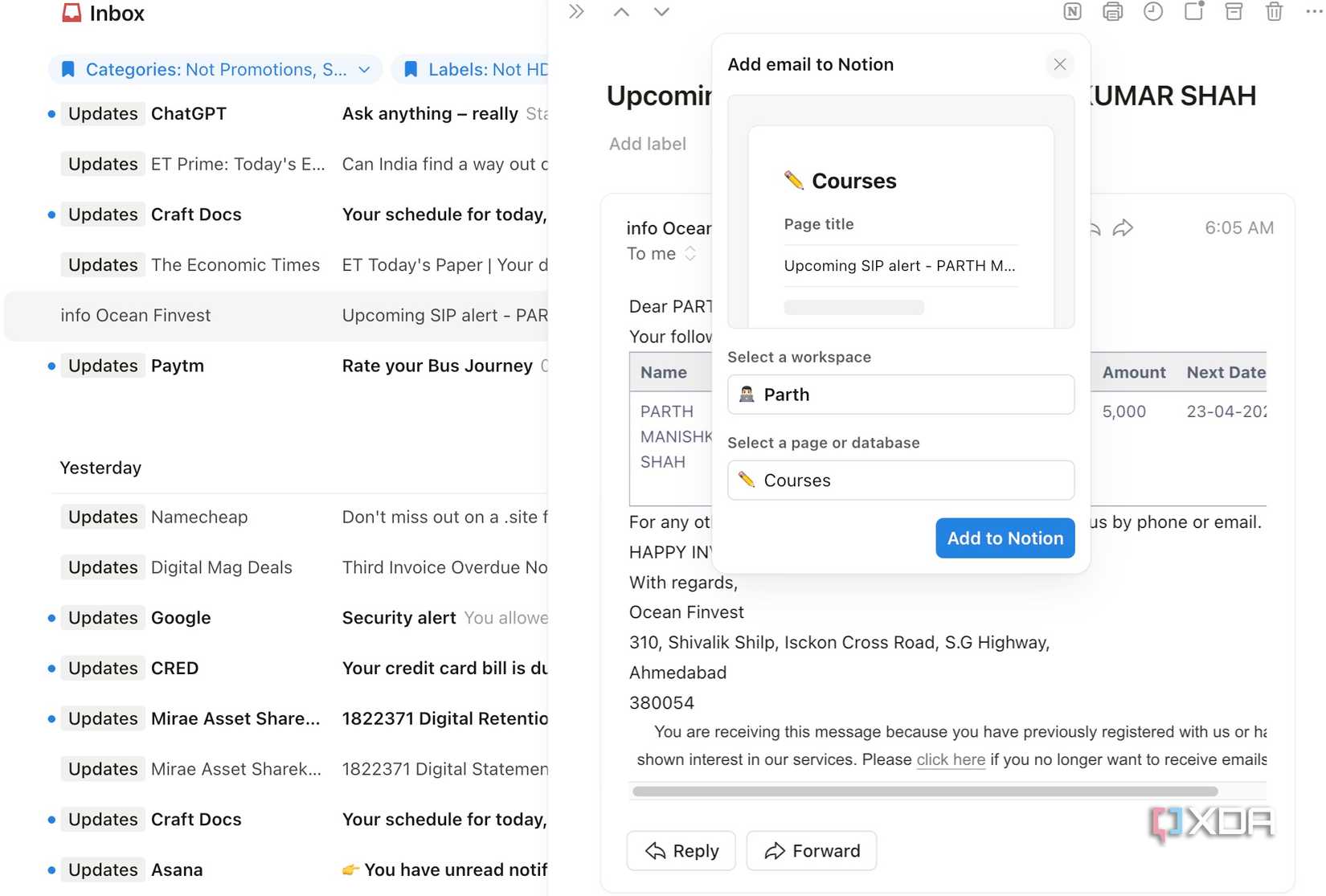 Add to Notion in Notion Mail