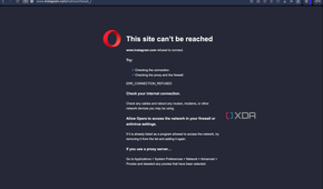 opera browser error page showing site cannot be reached for instagram with troubleshooting suggestions