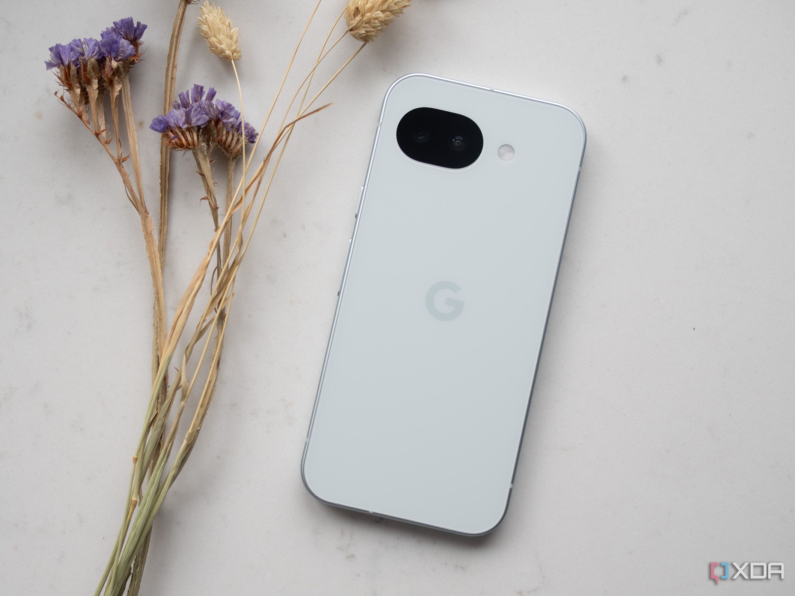 Google's Pixel 10a sitting on a counter