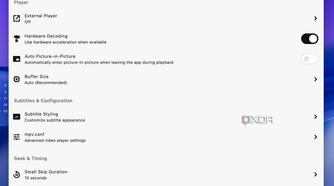 Plezy video playback settings