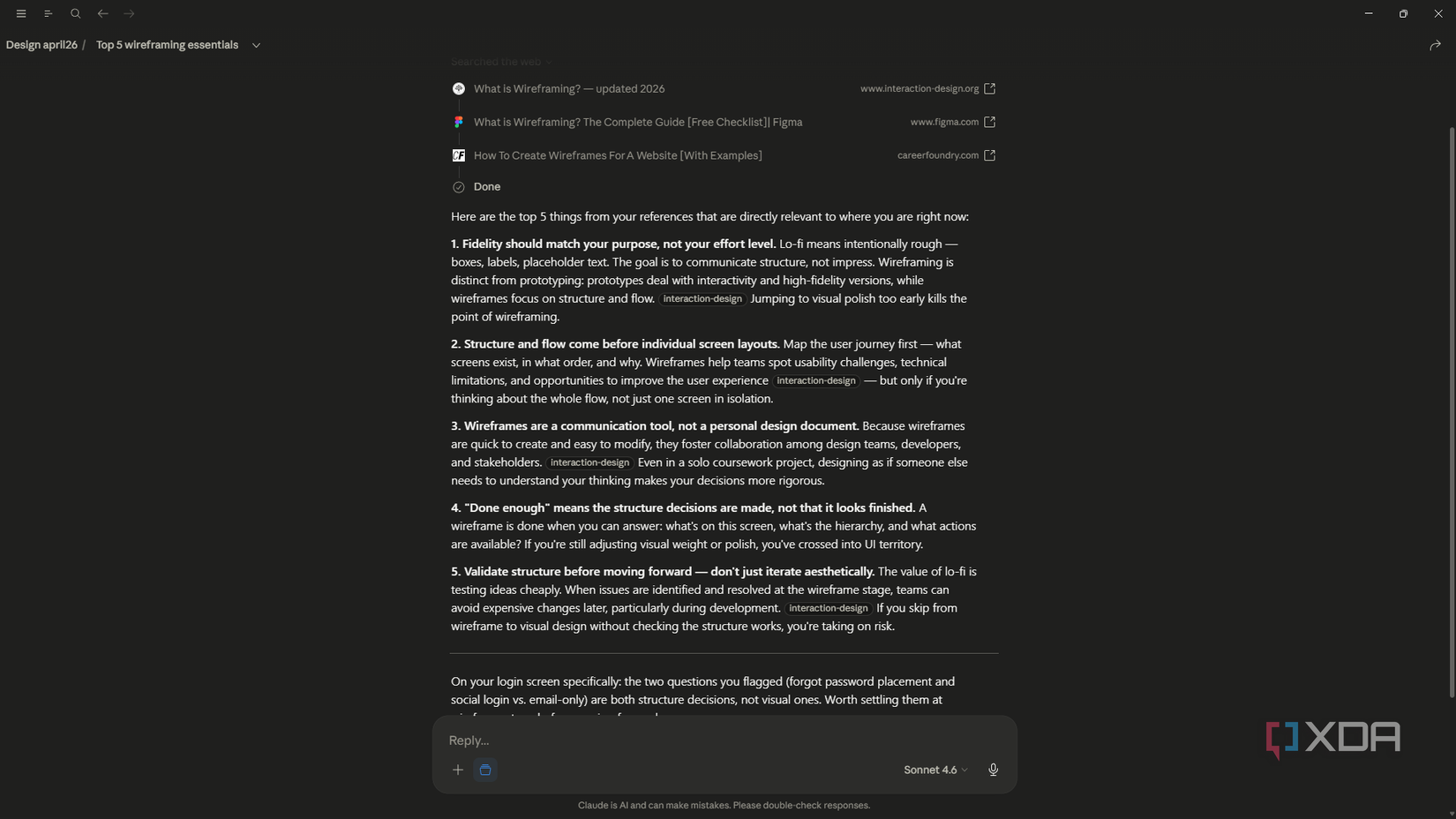 prompting Claude to reference the project links