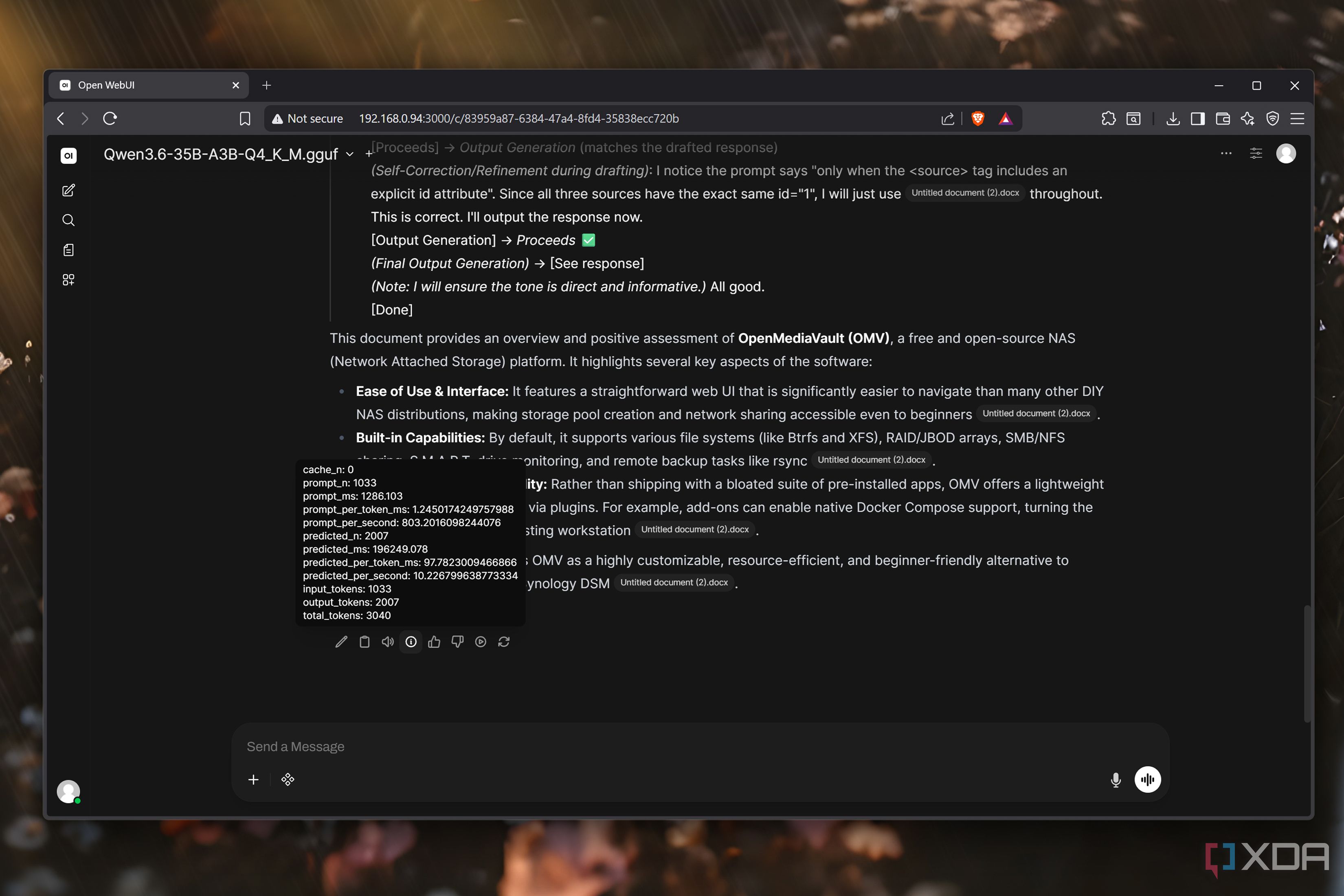 Querying Qwen3.6 via Open WebUI