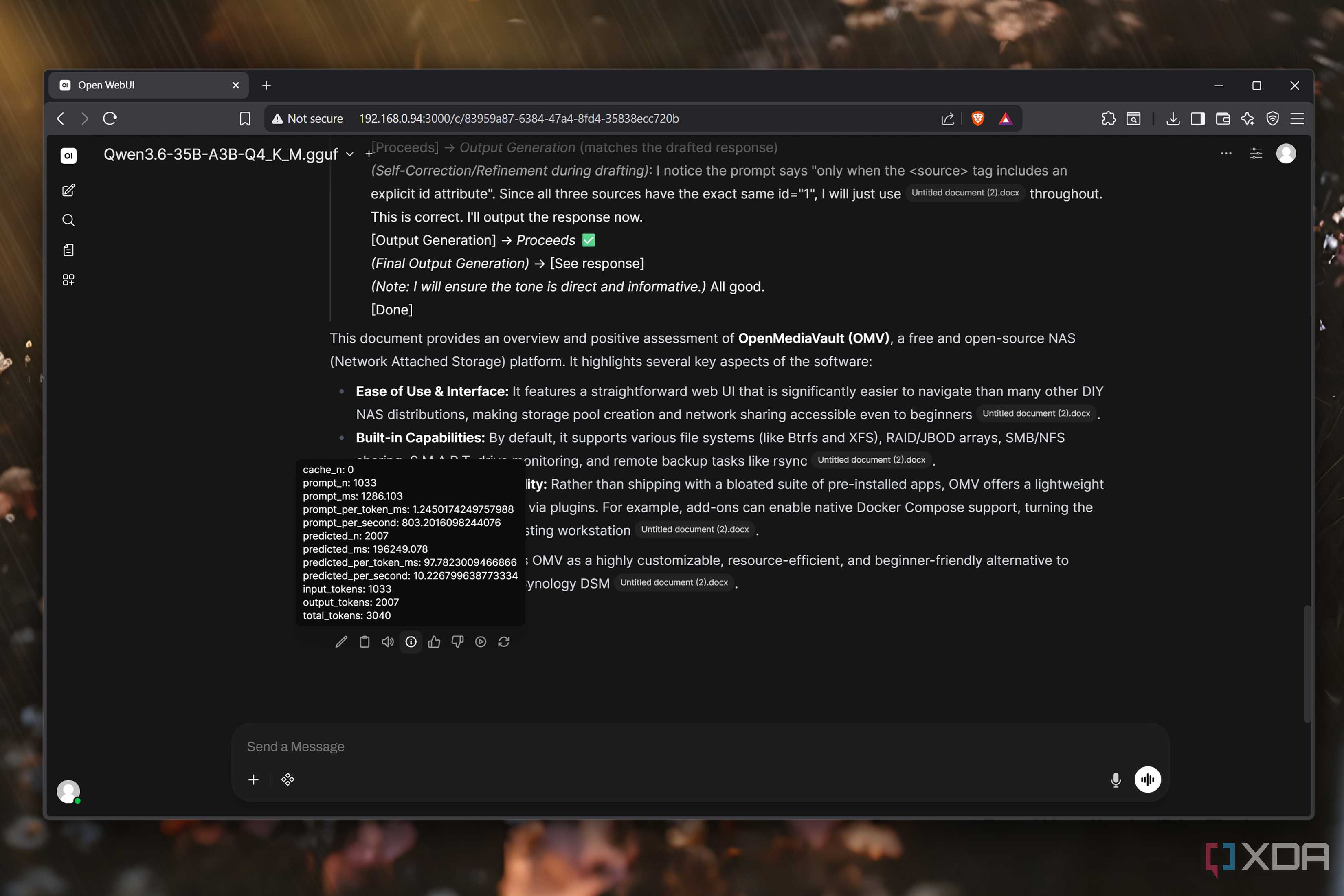 Querying Qwen3.6 via Open WebUI