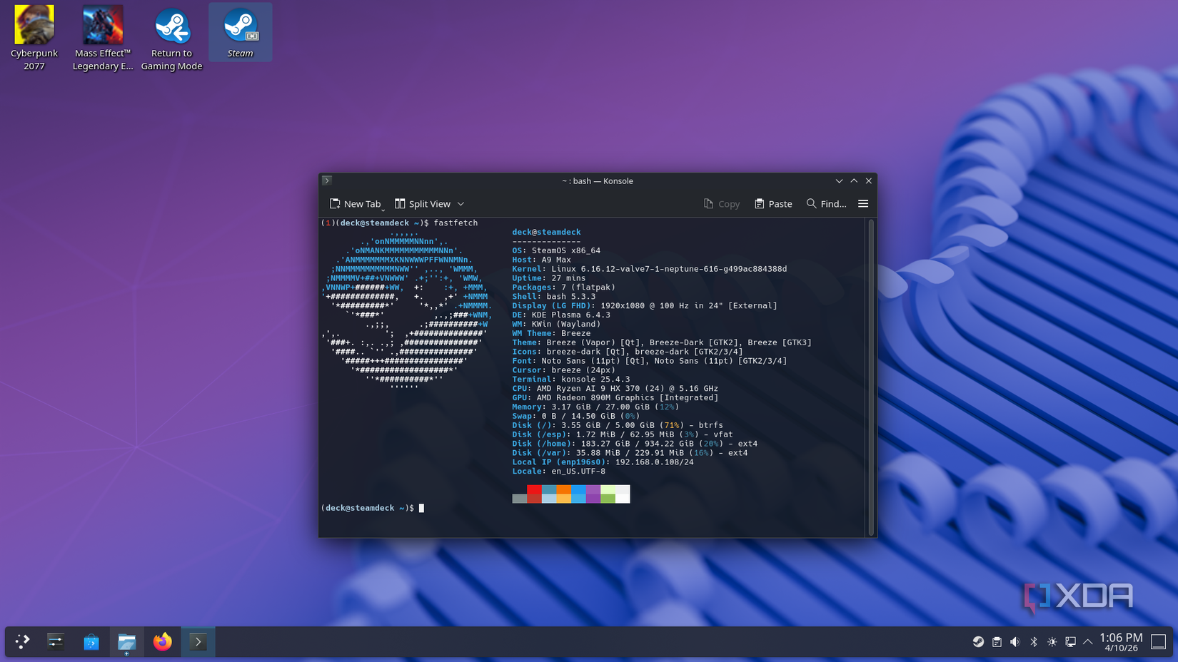 steamos fastfetch full screen