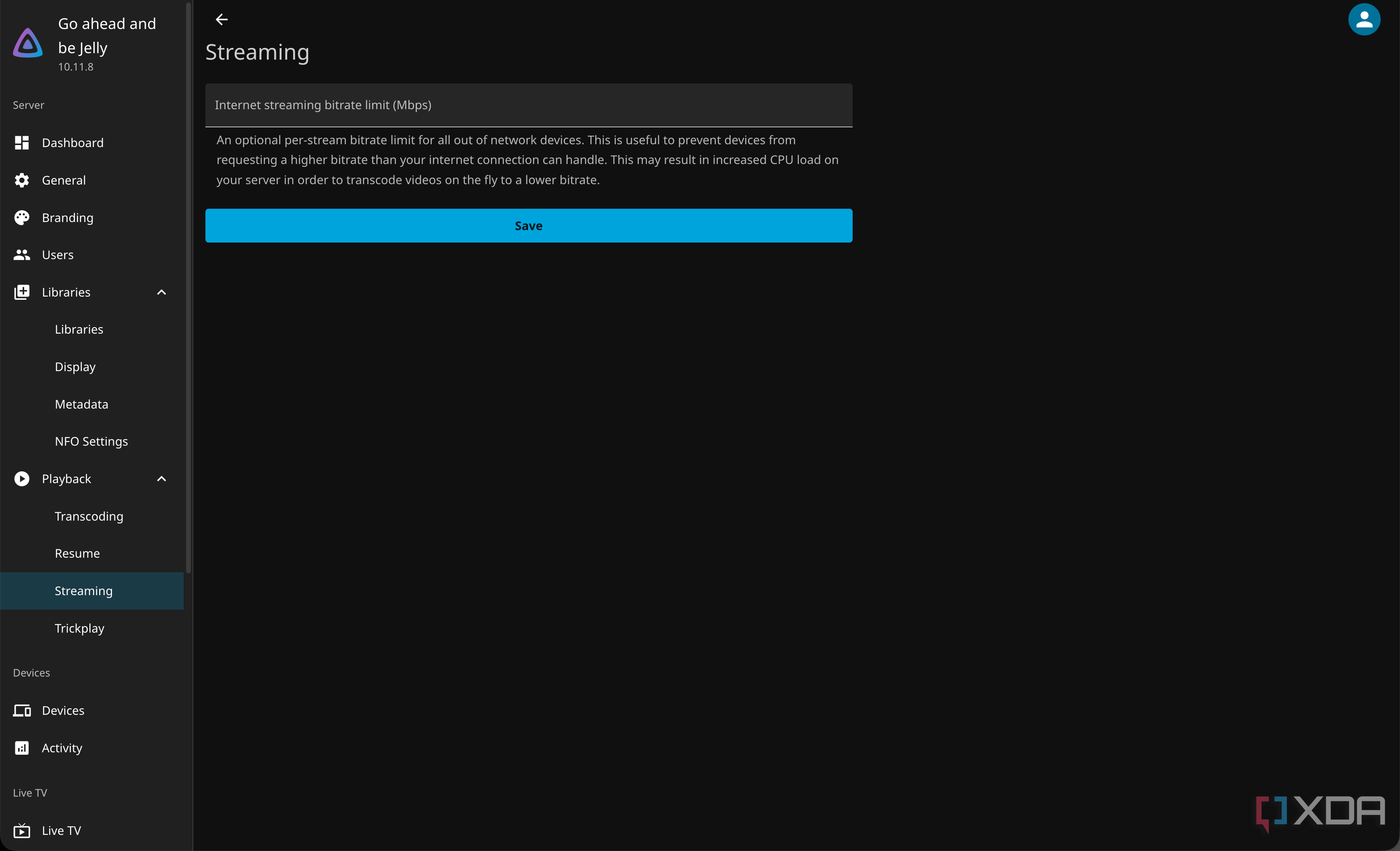 Streaming playback settings in Jellyfin