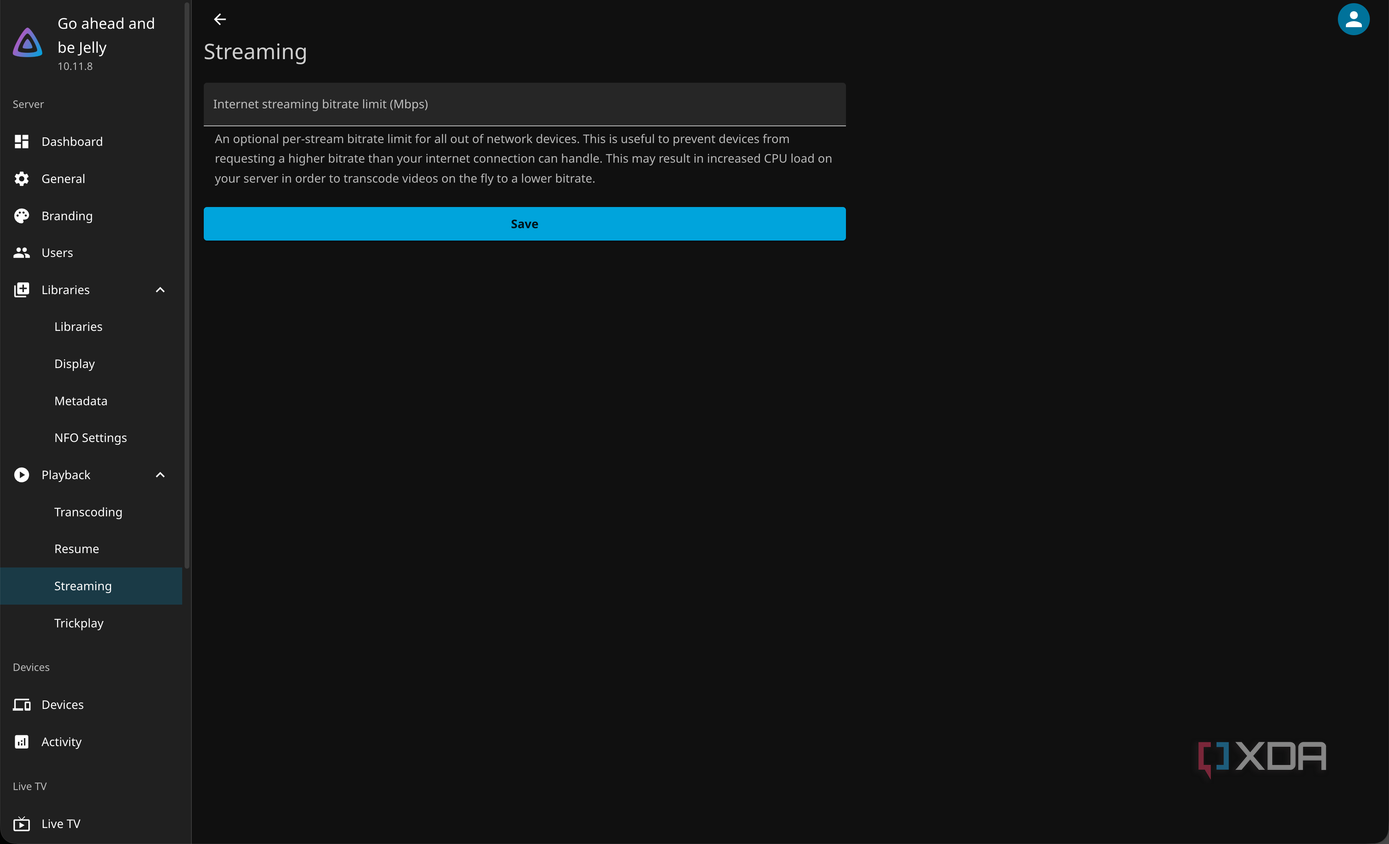 Streaming playback settings in Jellyfin