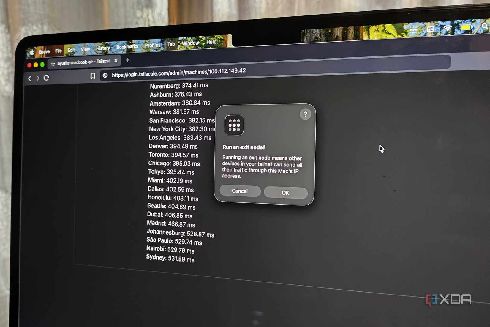 Using a MacBook as an exit node