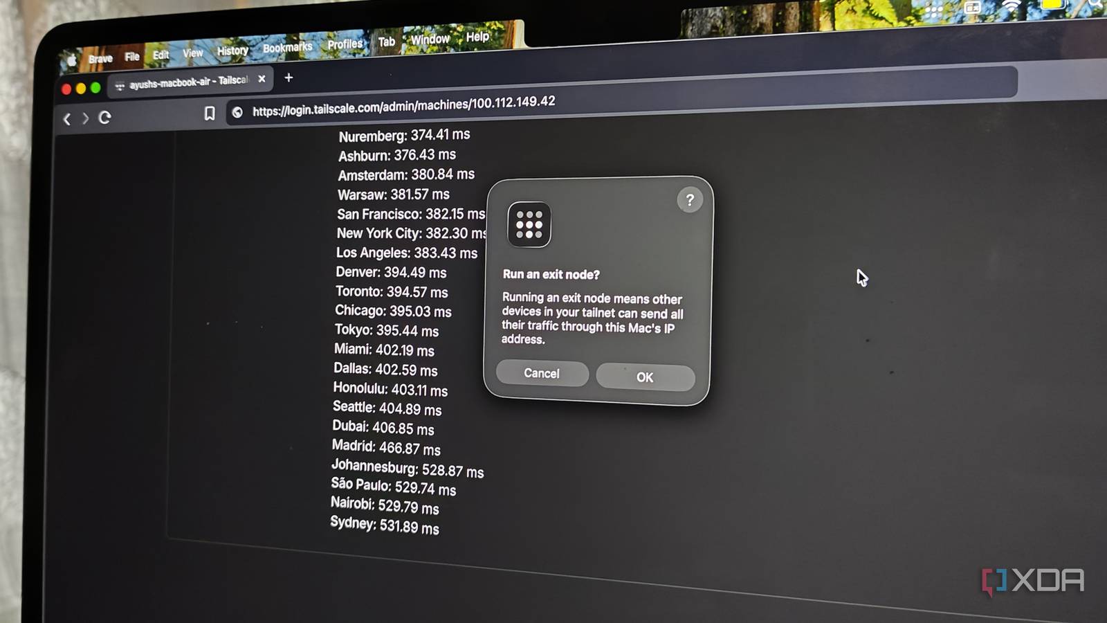 I set up a Tailscale exit node at home, and it's more useful than just ...