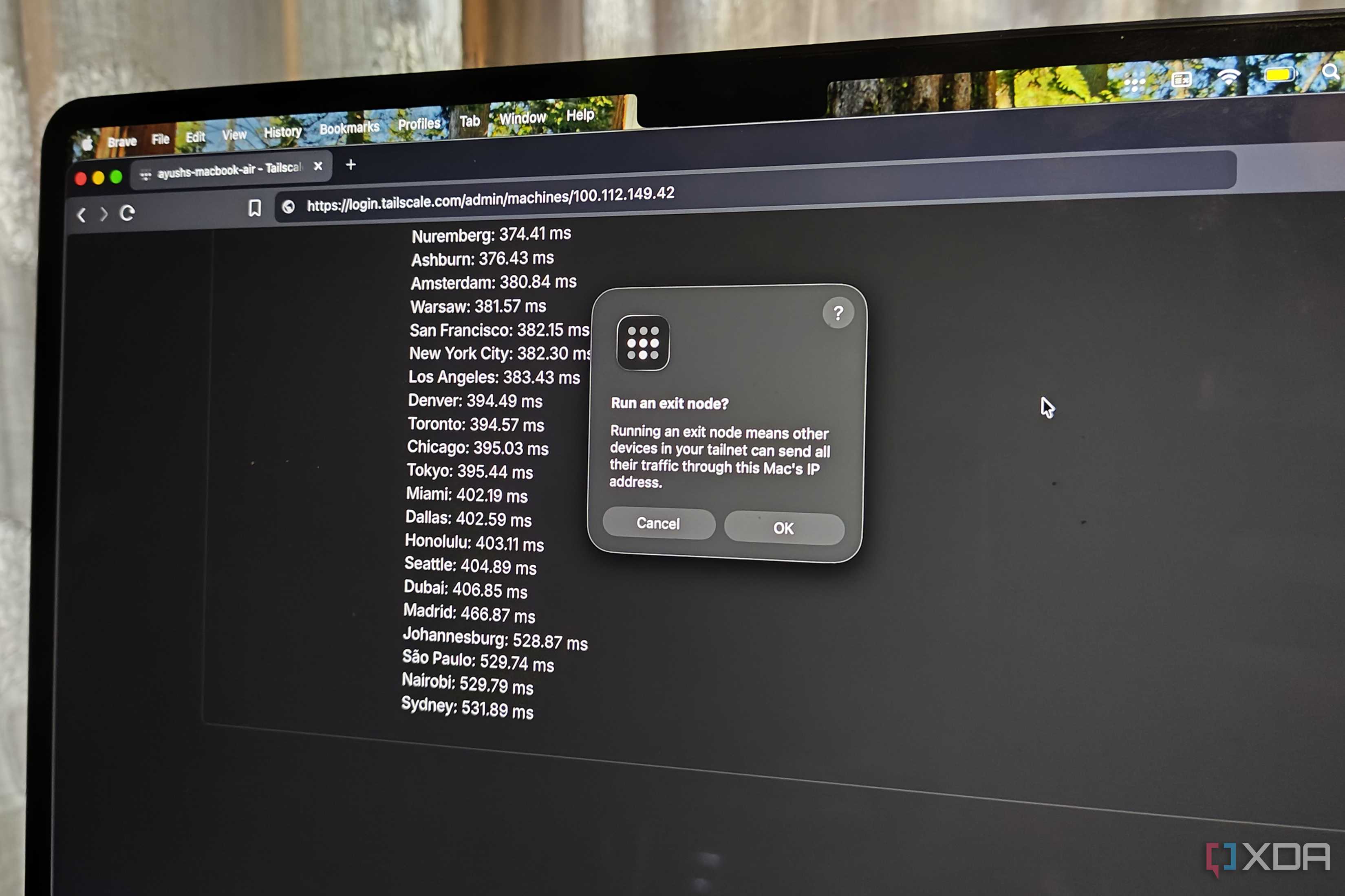 Using a MacBook as an exit node