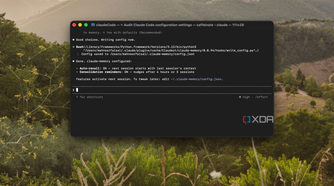 terminal window showing claude code configuration settings on macos with forest landscape background