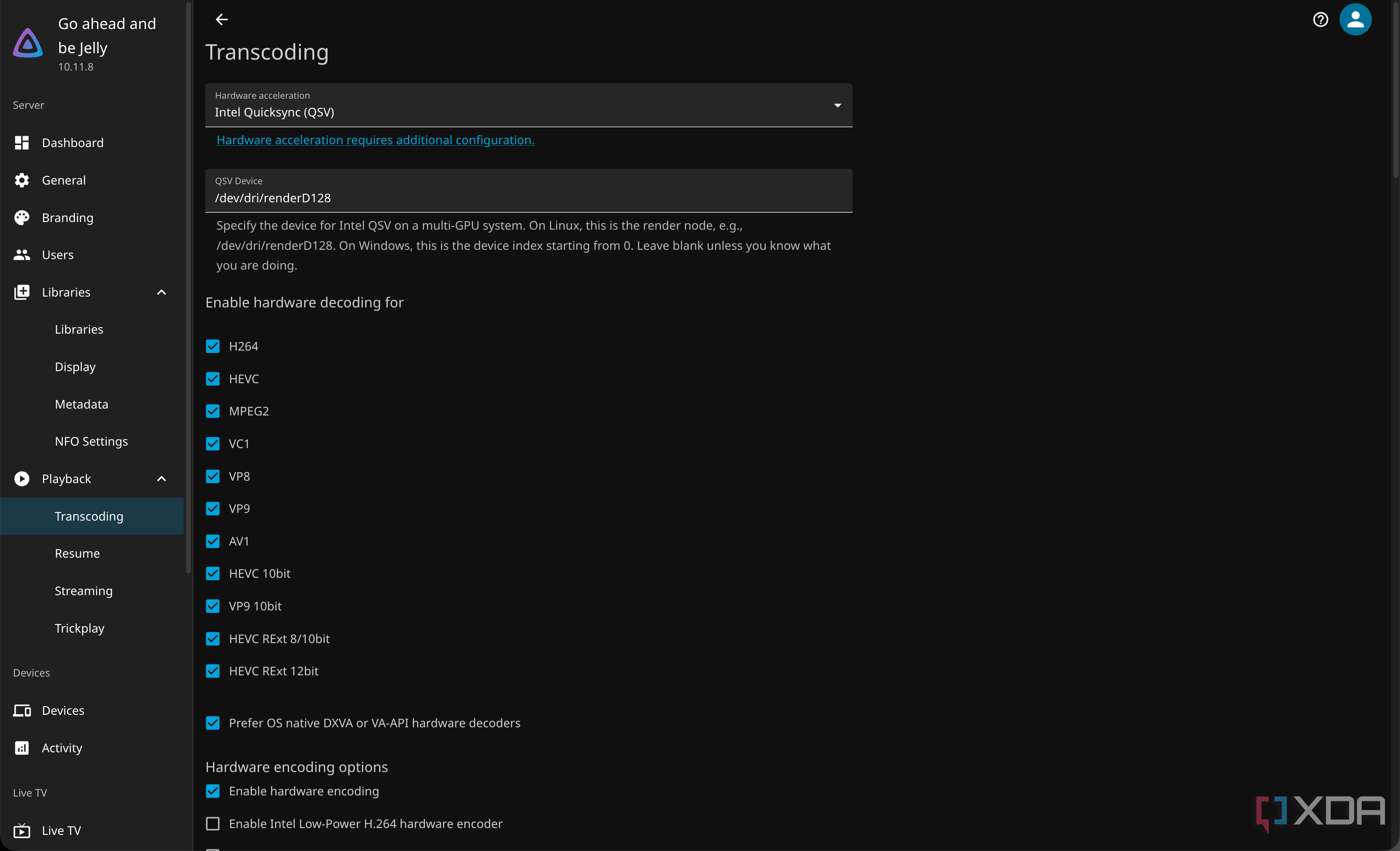 Transcoding settings in Jellyfin