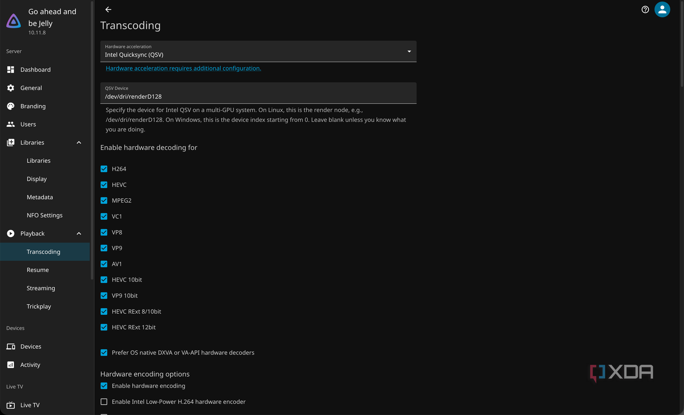 Transcoding settings in Jellyfin
