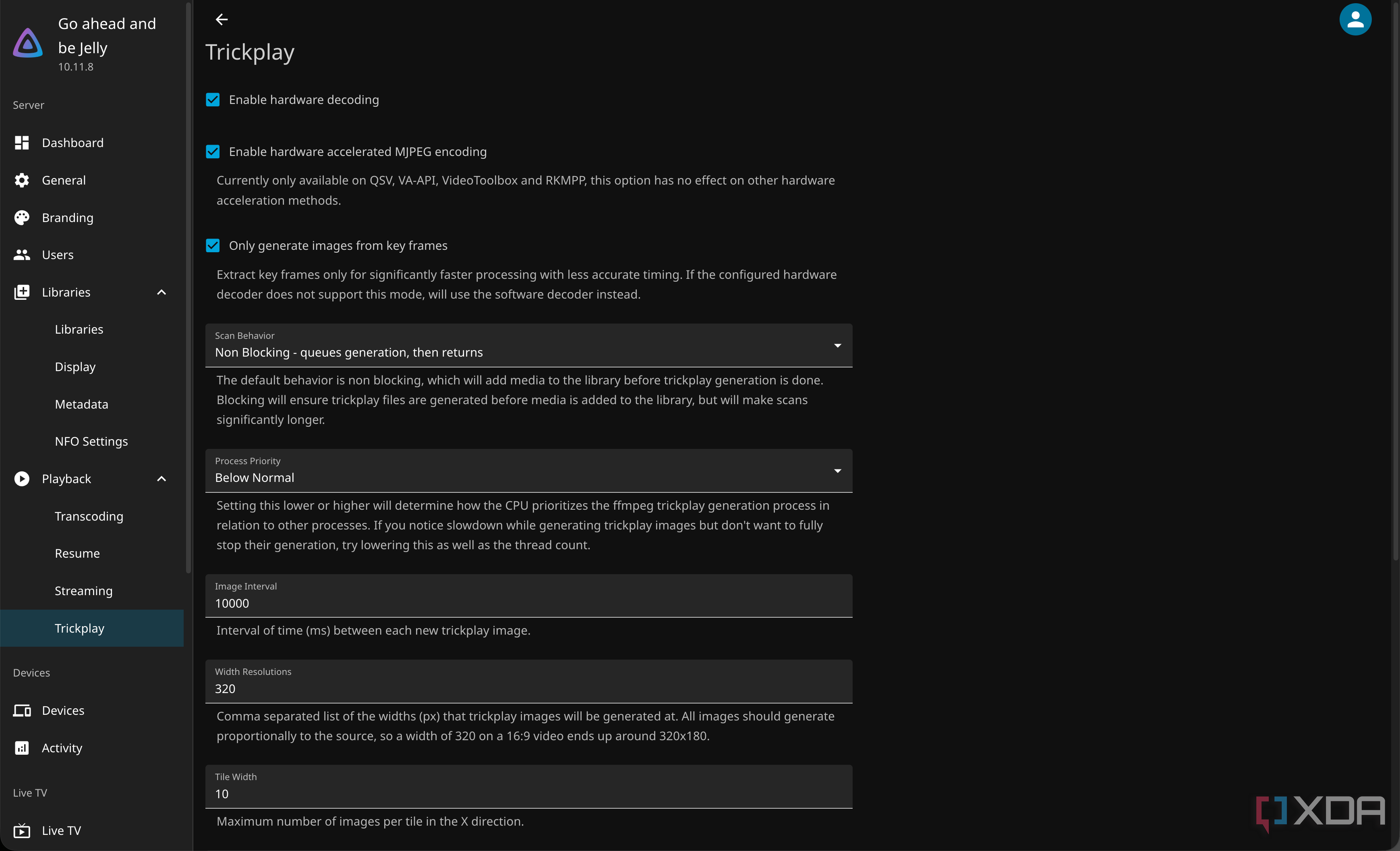 Trickplay settings in Jellyfin