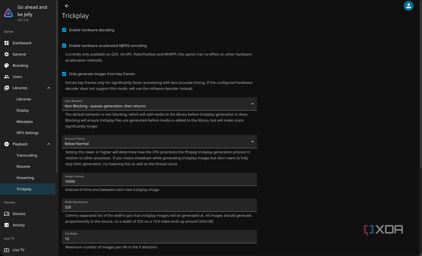 Trickplay settings in Jellyfin