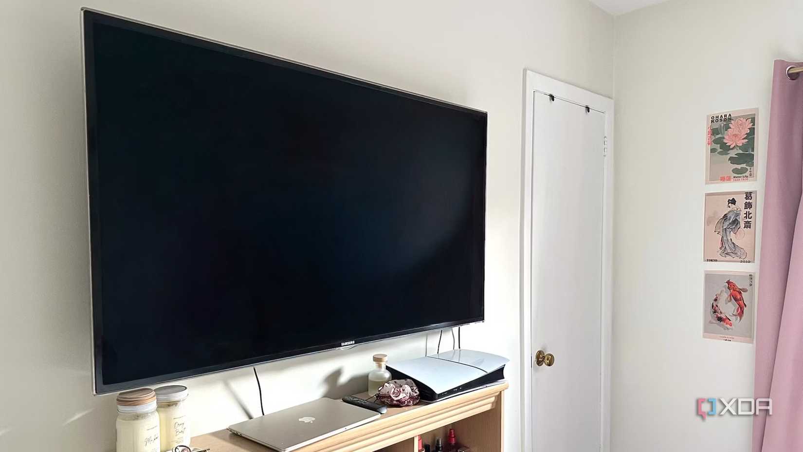 A mounted TV