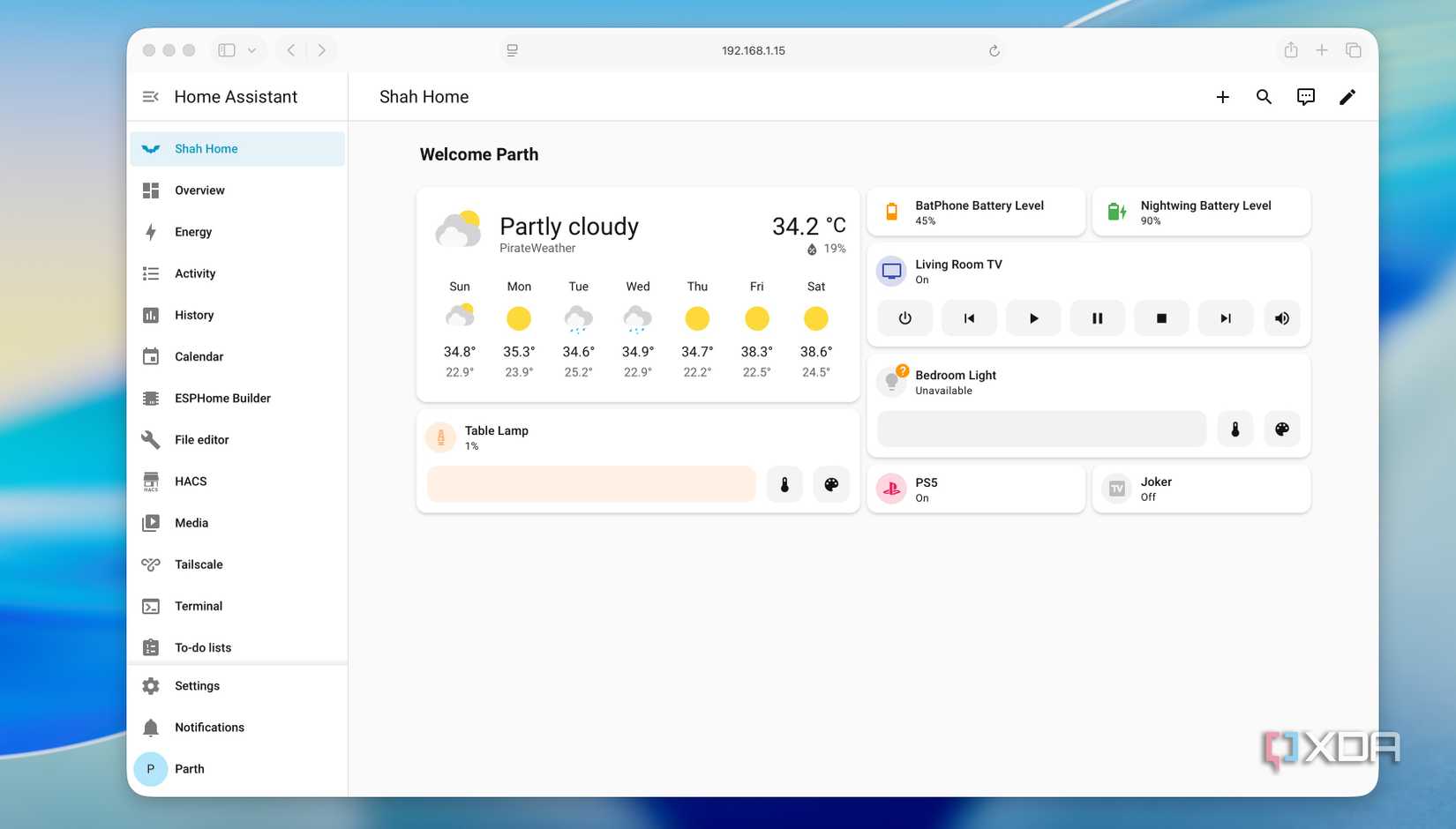 Home Assistant dashboard
