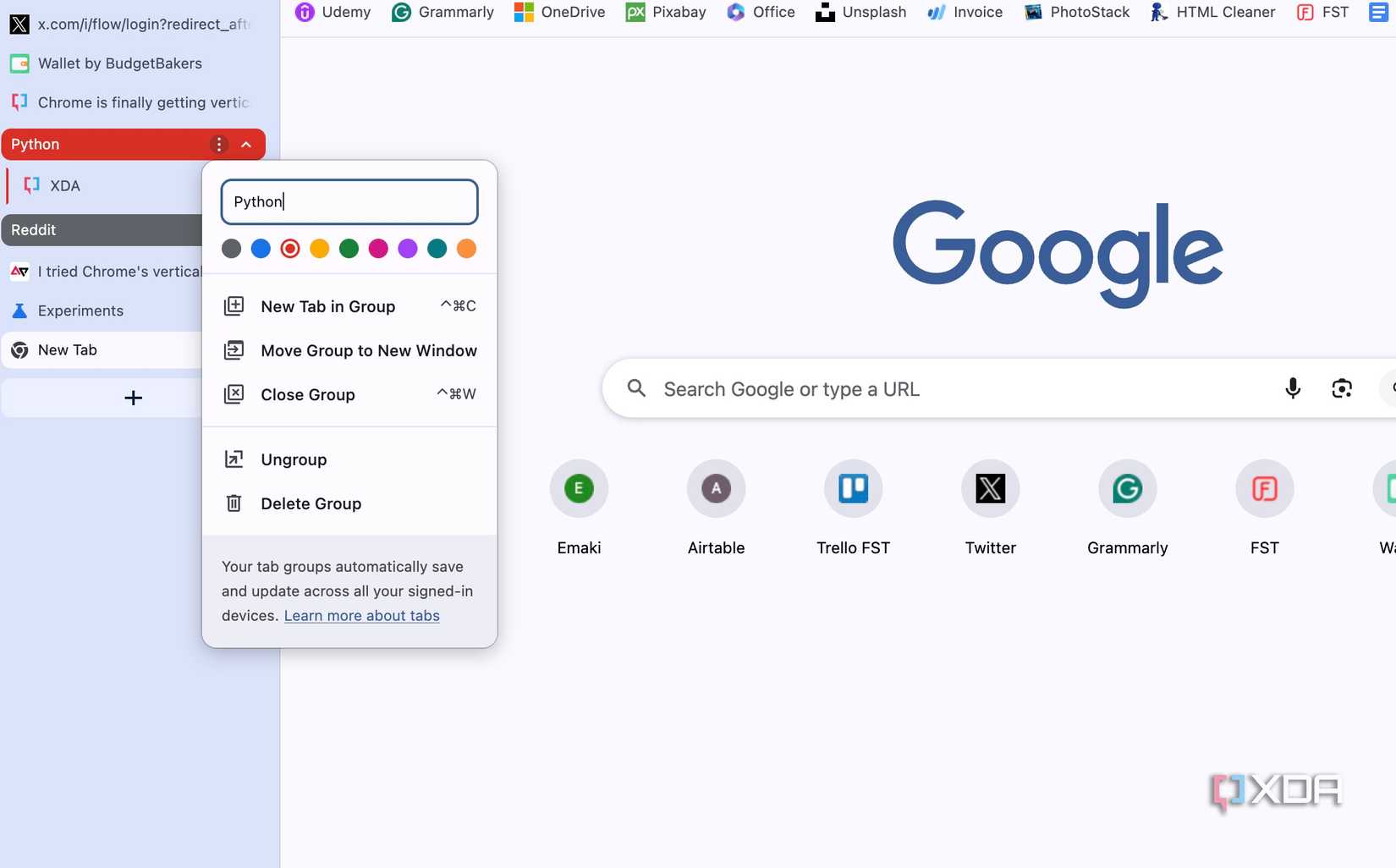tab groups in vertical bar