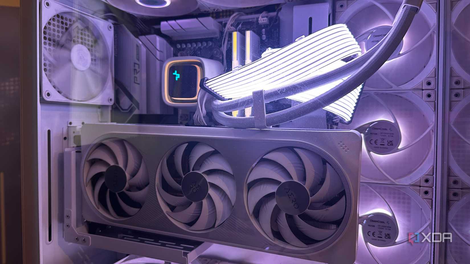 The Nvidia RTX 4070 Ti is mounted vertically