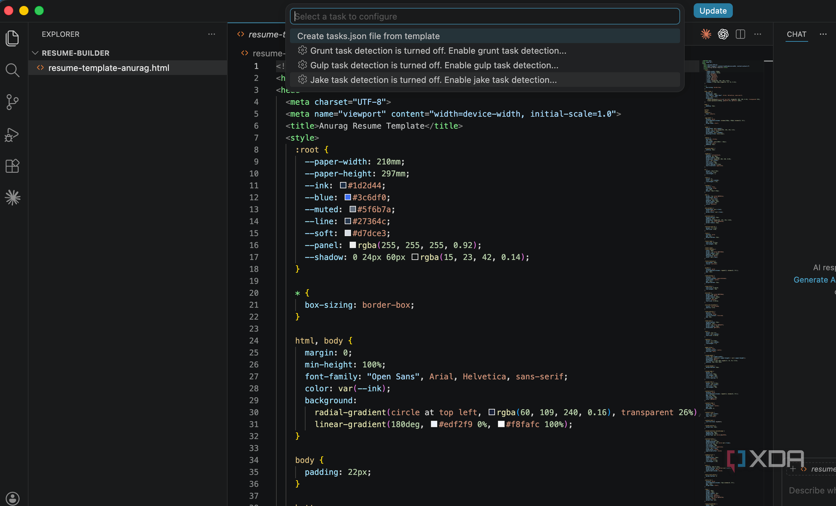 VS Code task runner in action