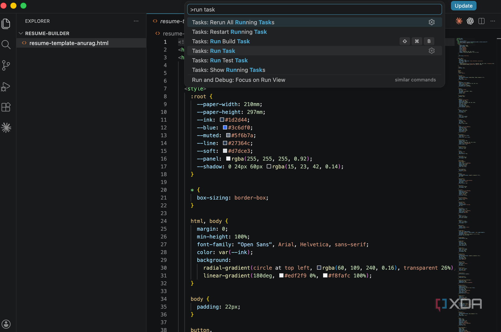 VS Code task runner in action