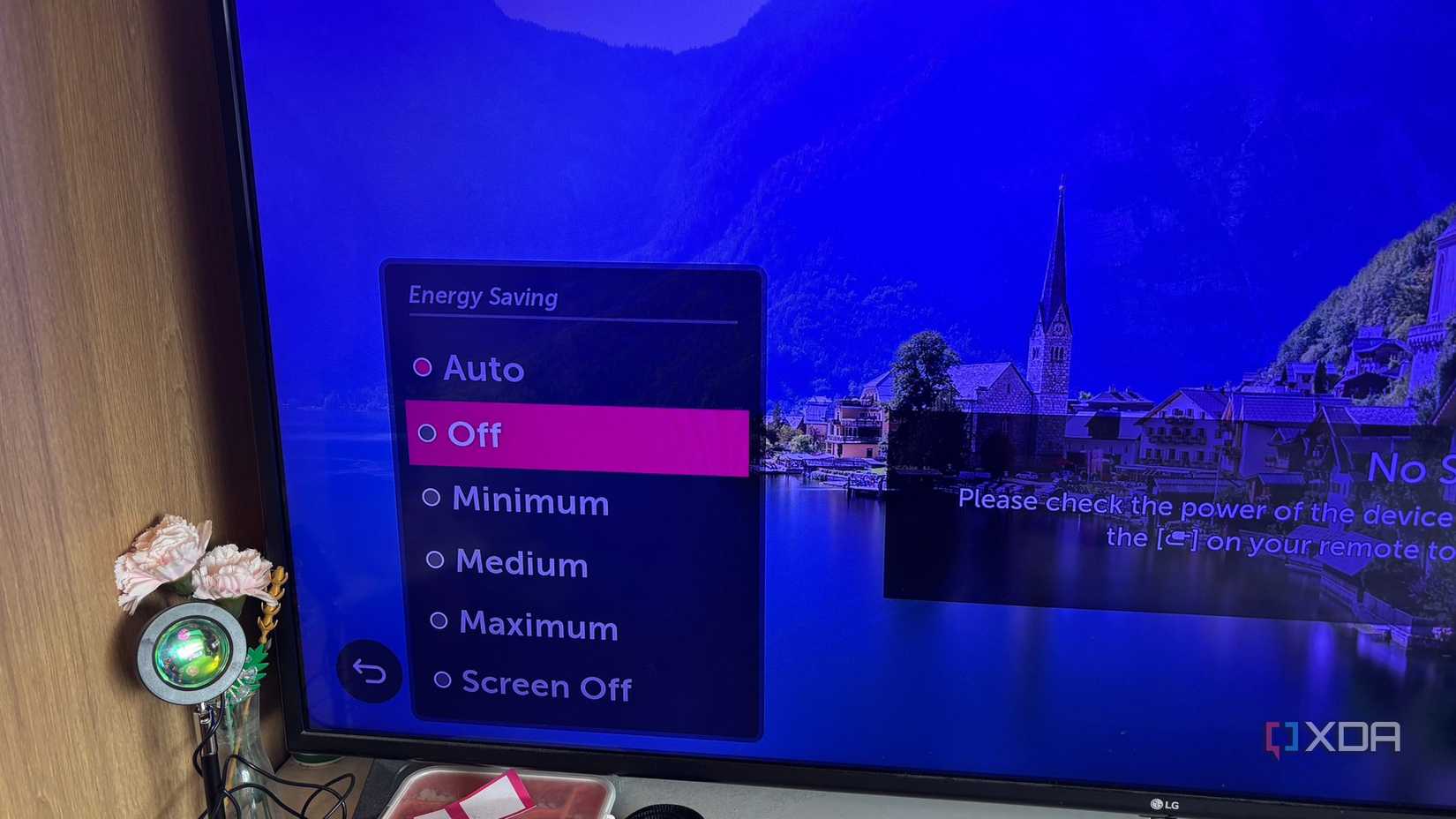 LG TV power saving mode is turned off
