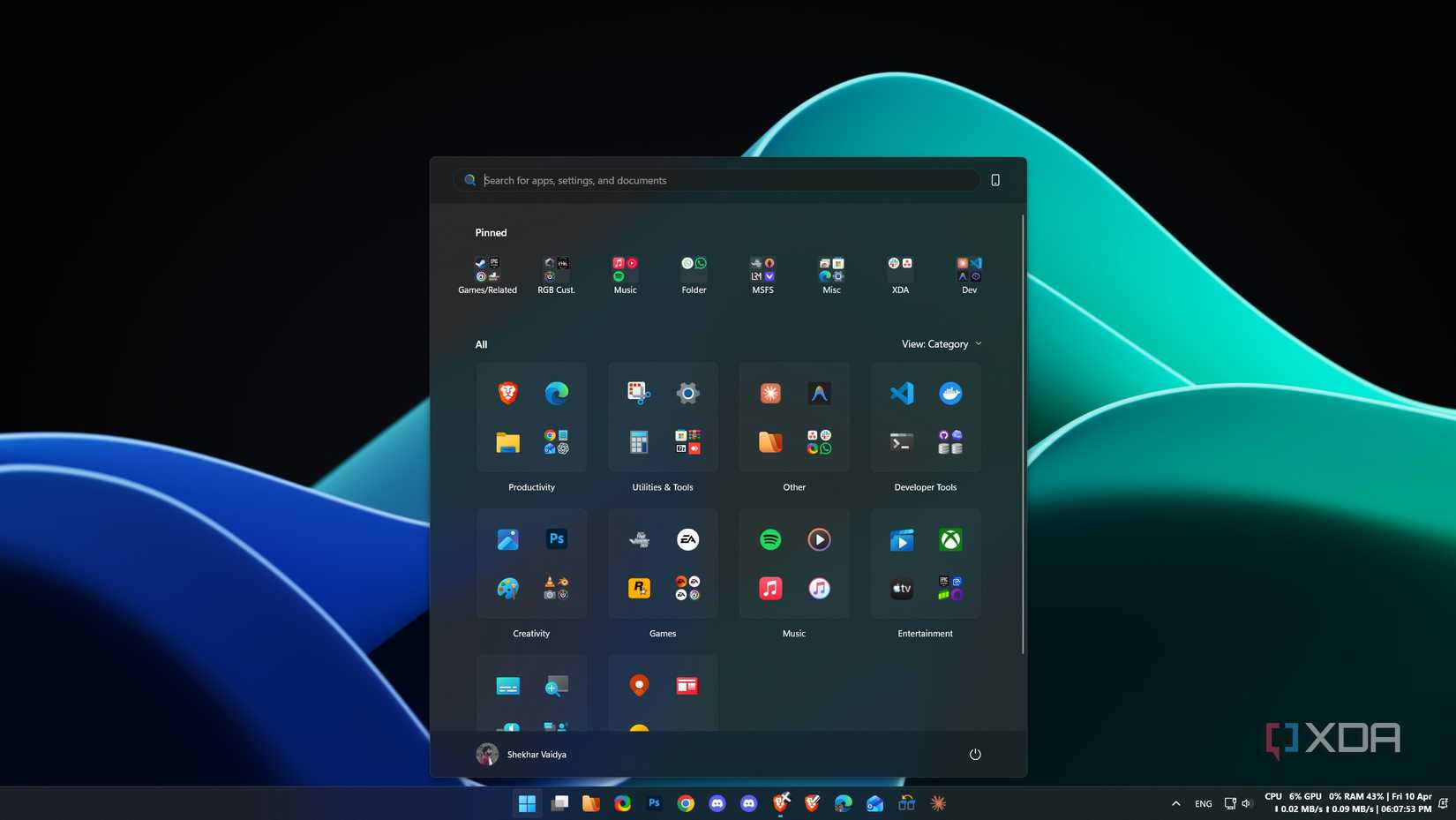 Minimal Windows 11 Start menu with only essential apps pinned
