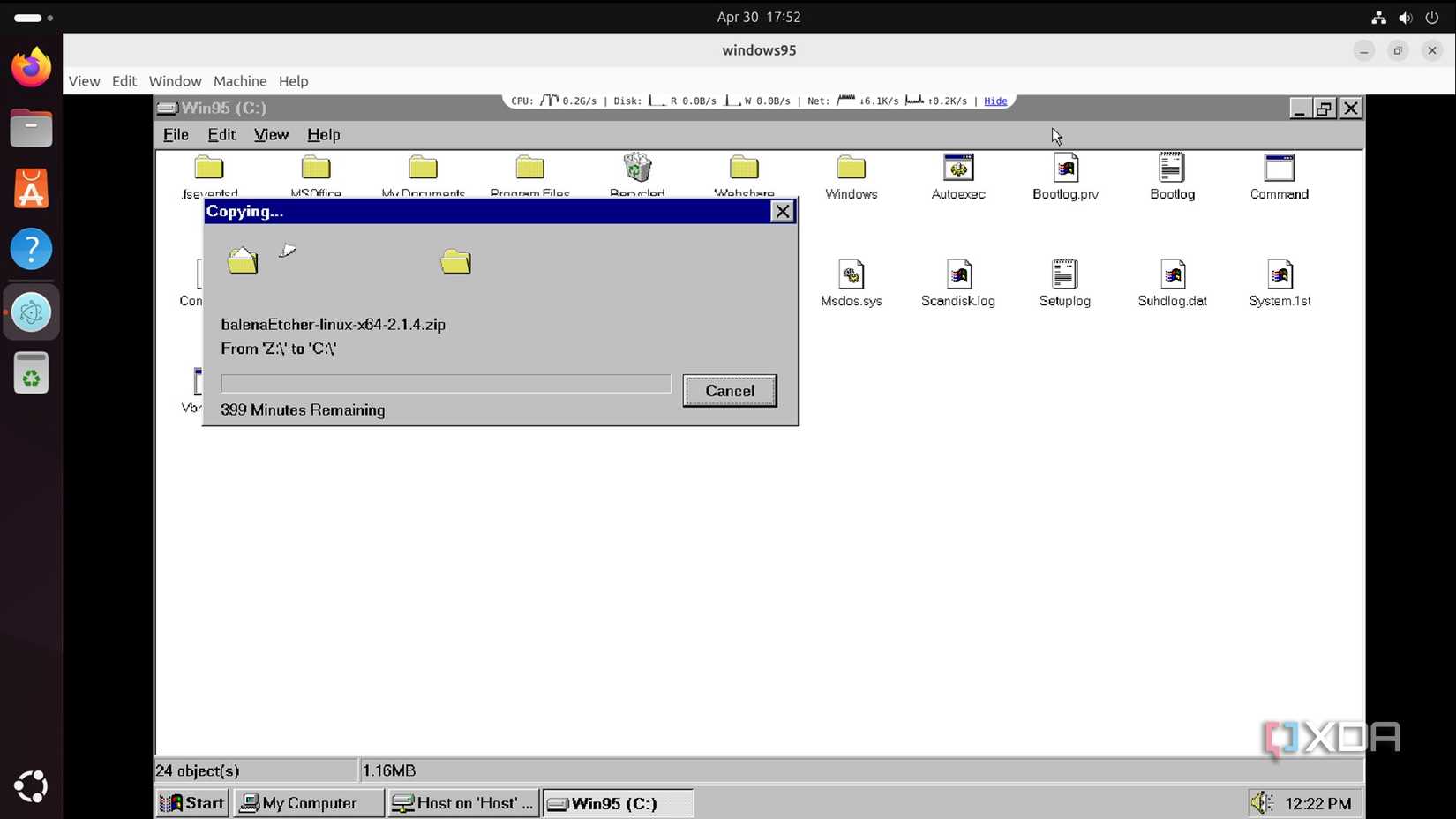 screenshot of a slow copy of windows 95