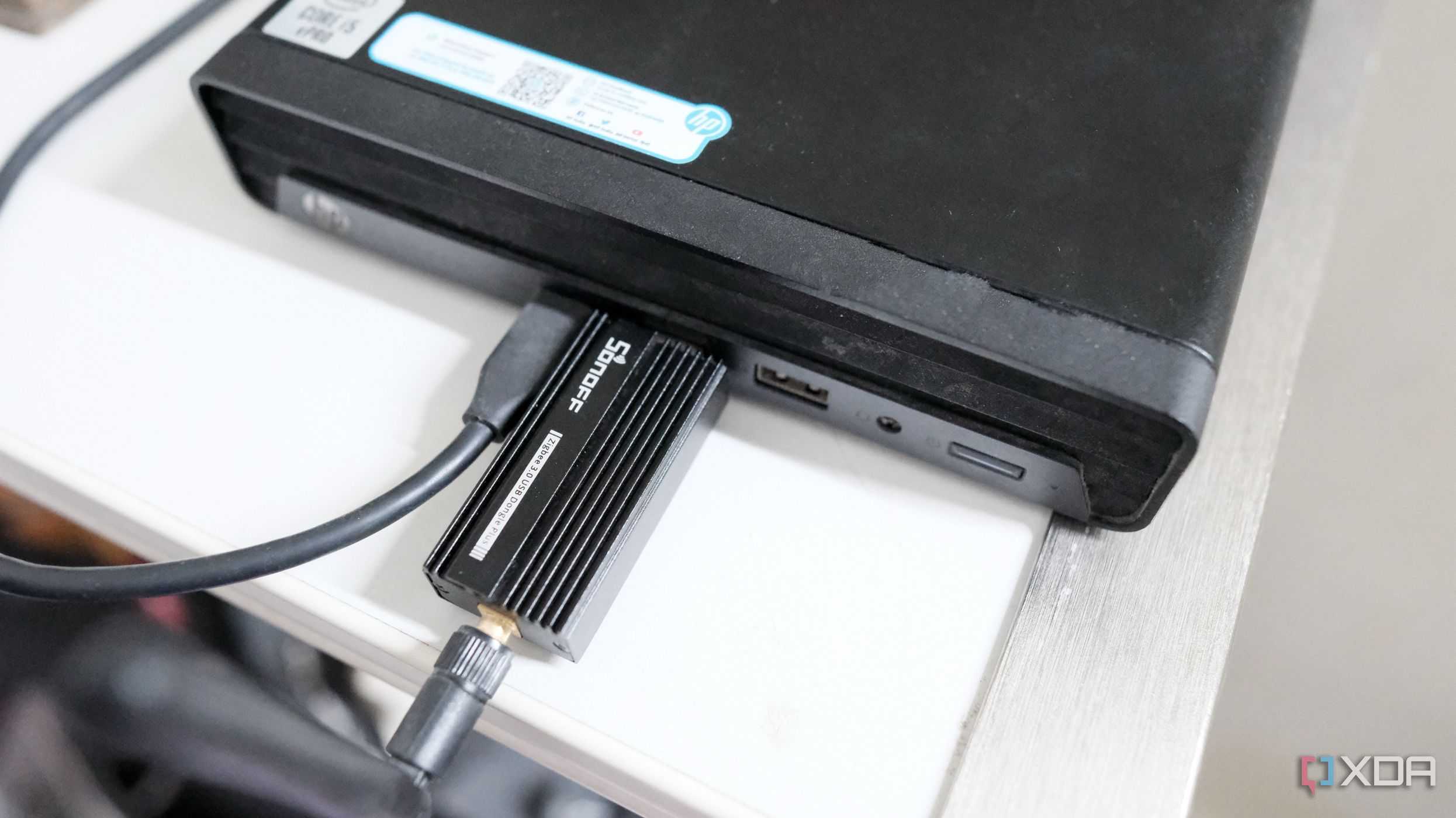 Zigbee Coordinator plugged into a mini PC