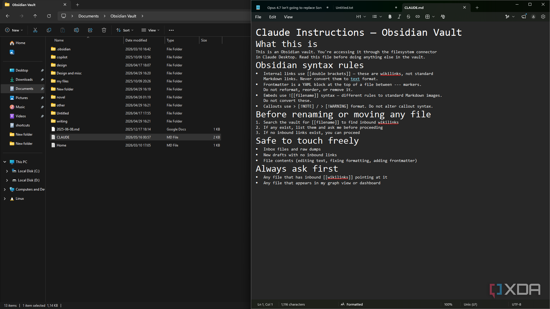 adding claude md file to obsidian vault