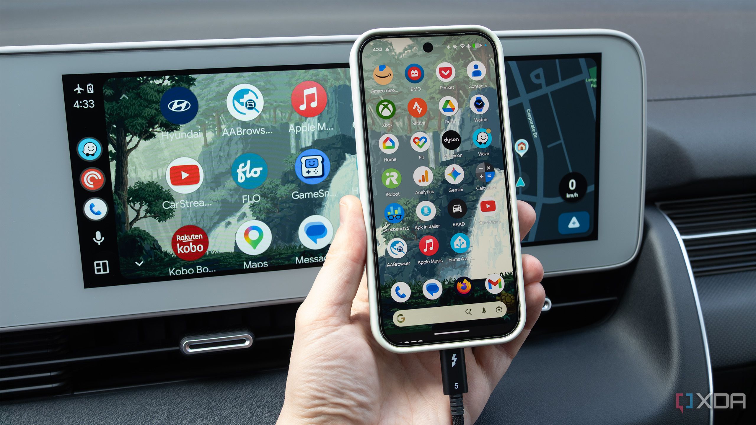 Android Auto running on a Pixel 10 Pro 