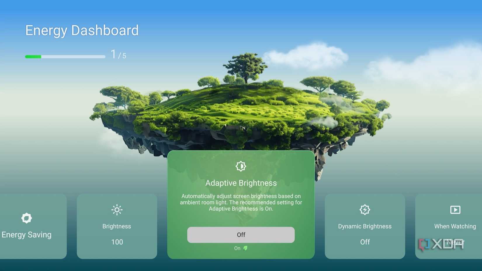 disable adaptive brightness on Android TV