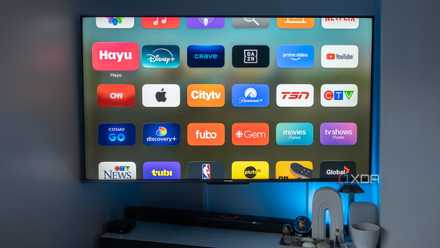 The Apple TV and a soundbar hooked up to Hisense's U8H