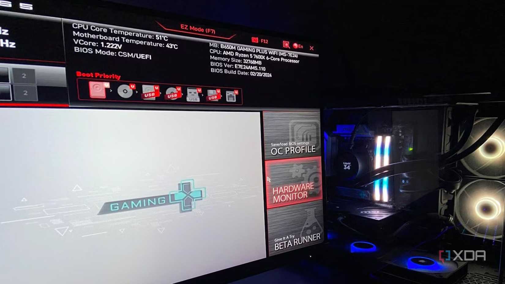 BIOS on a gaming computer.