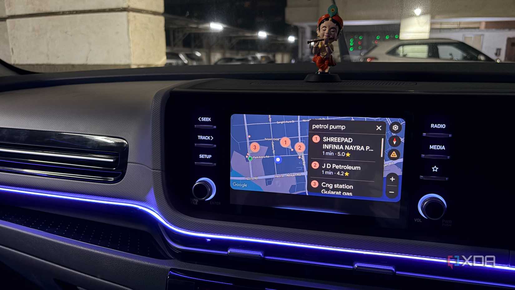 Gemini finding gas station in Android Auto