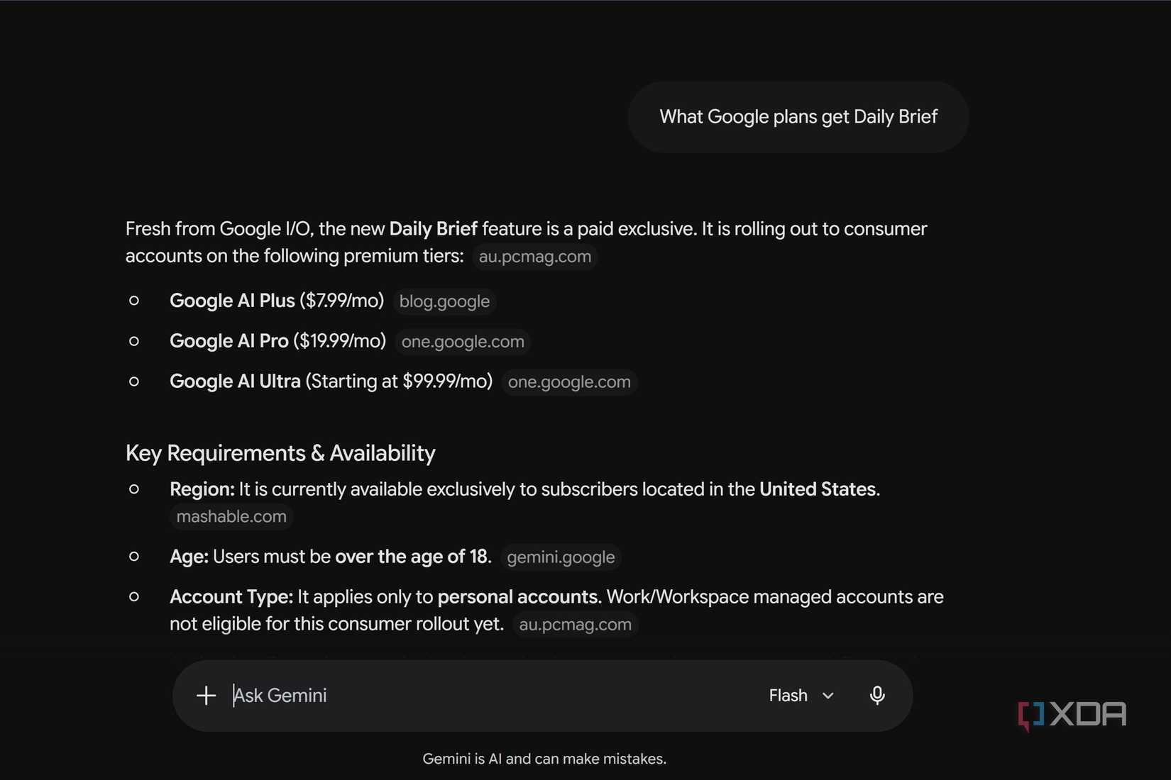 Google AI price plans for Plus, Pro, and Ultra users
