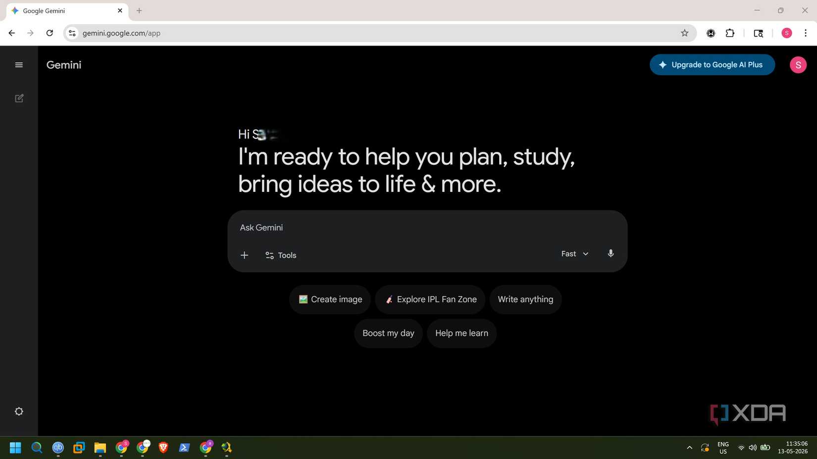 screenshot of gemini home page