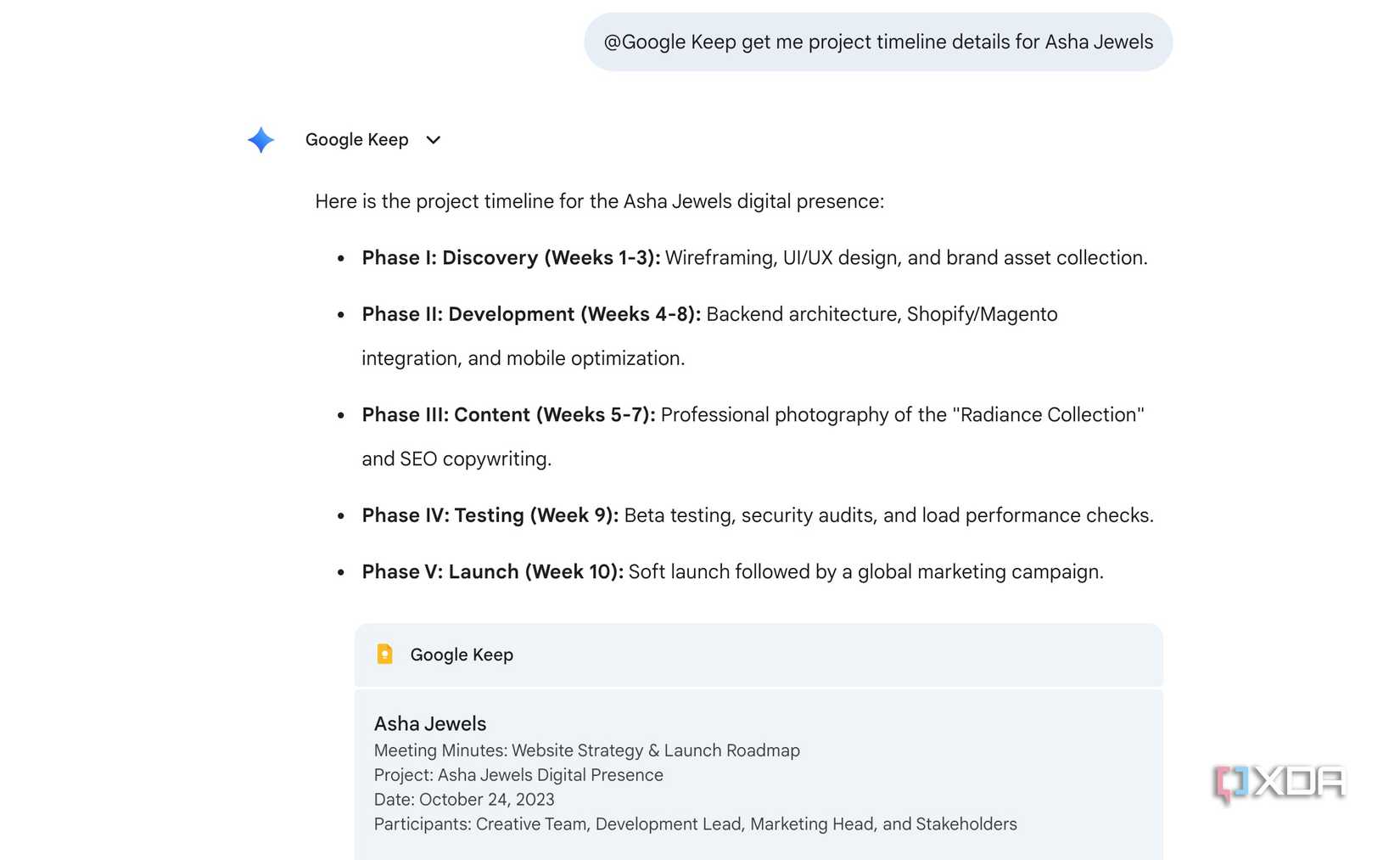 finding info from Google Keep using Gemini