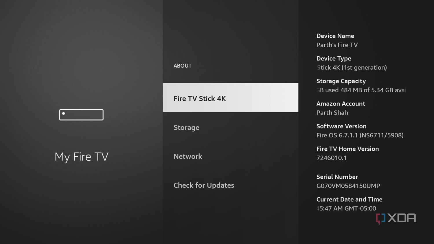 Fire TV Stick menu