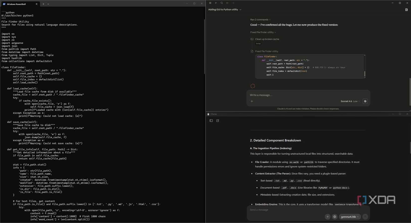 Claude Pro, Gwen 3-Coder and Gemma 4 24B work side by side.