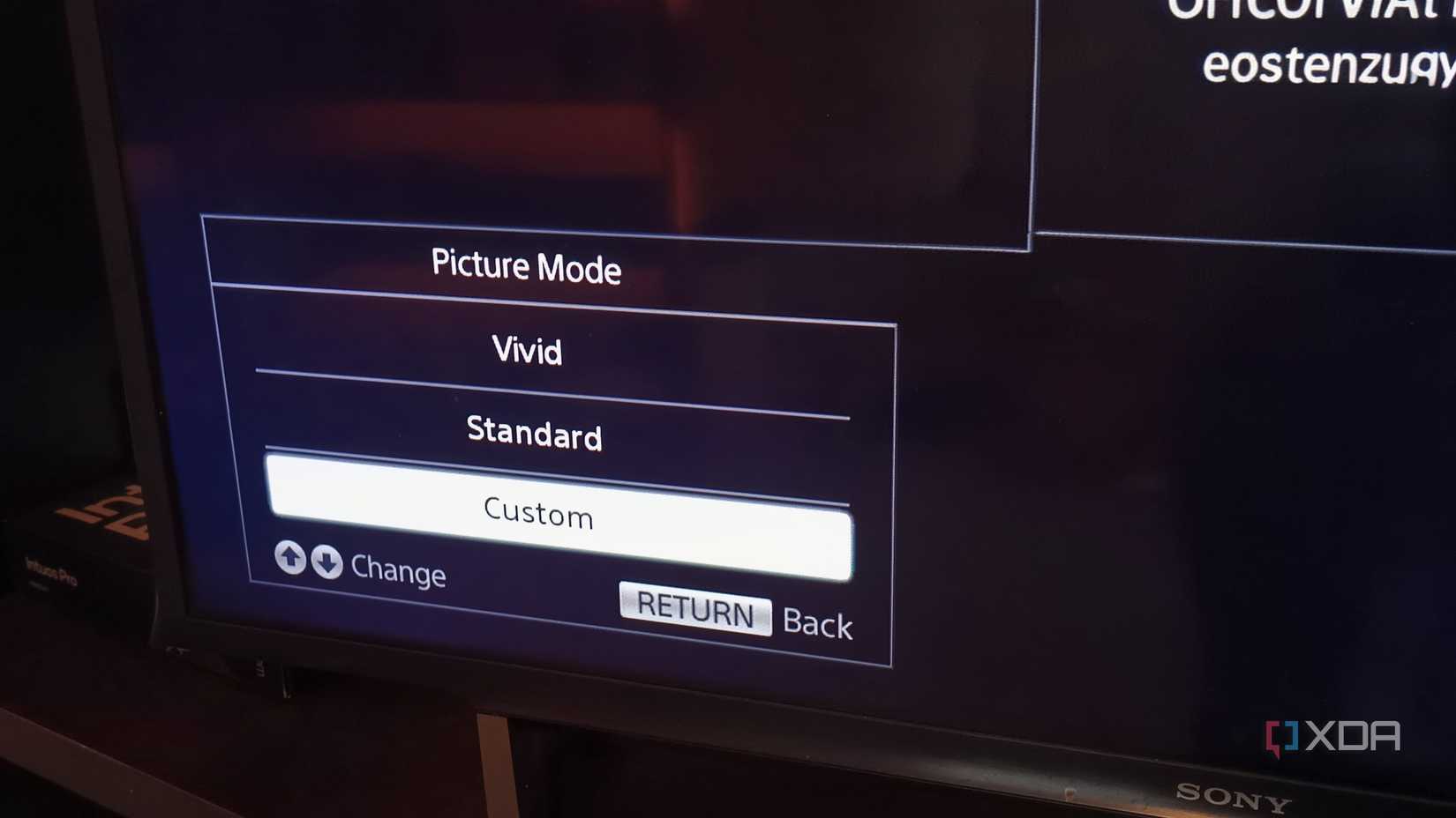 Picture Mode options on a TV