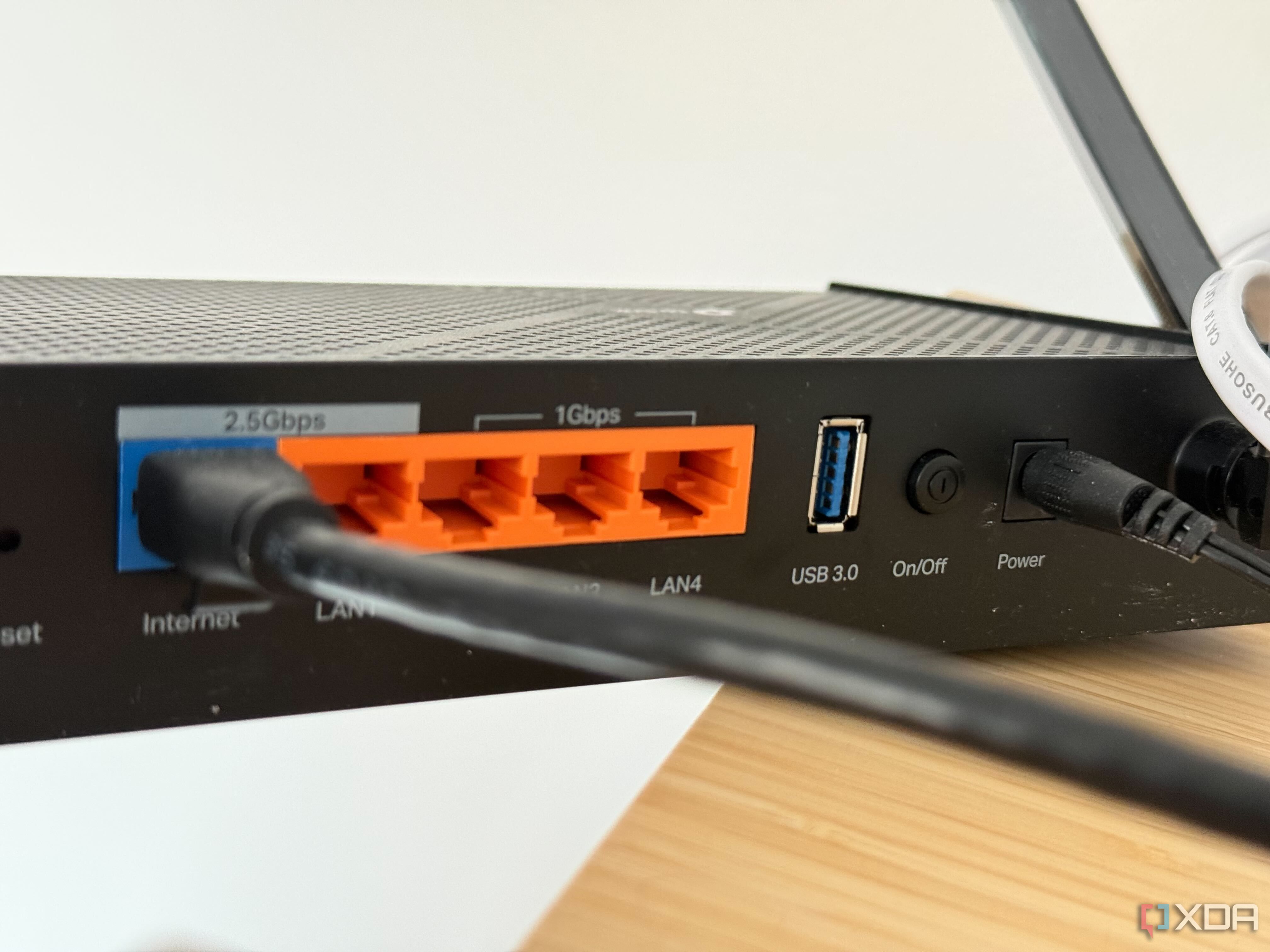 A photo of the rear of a router